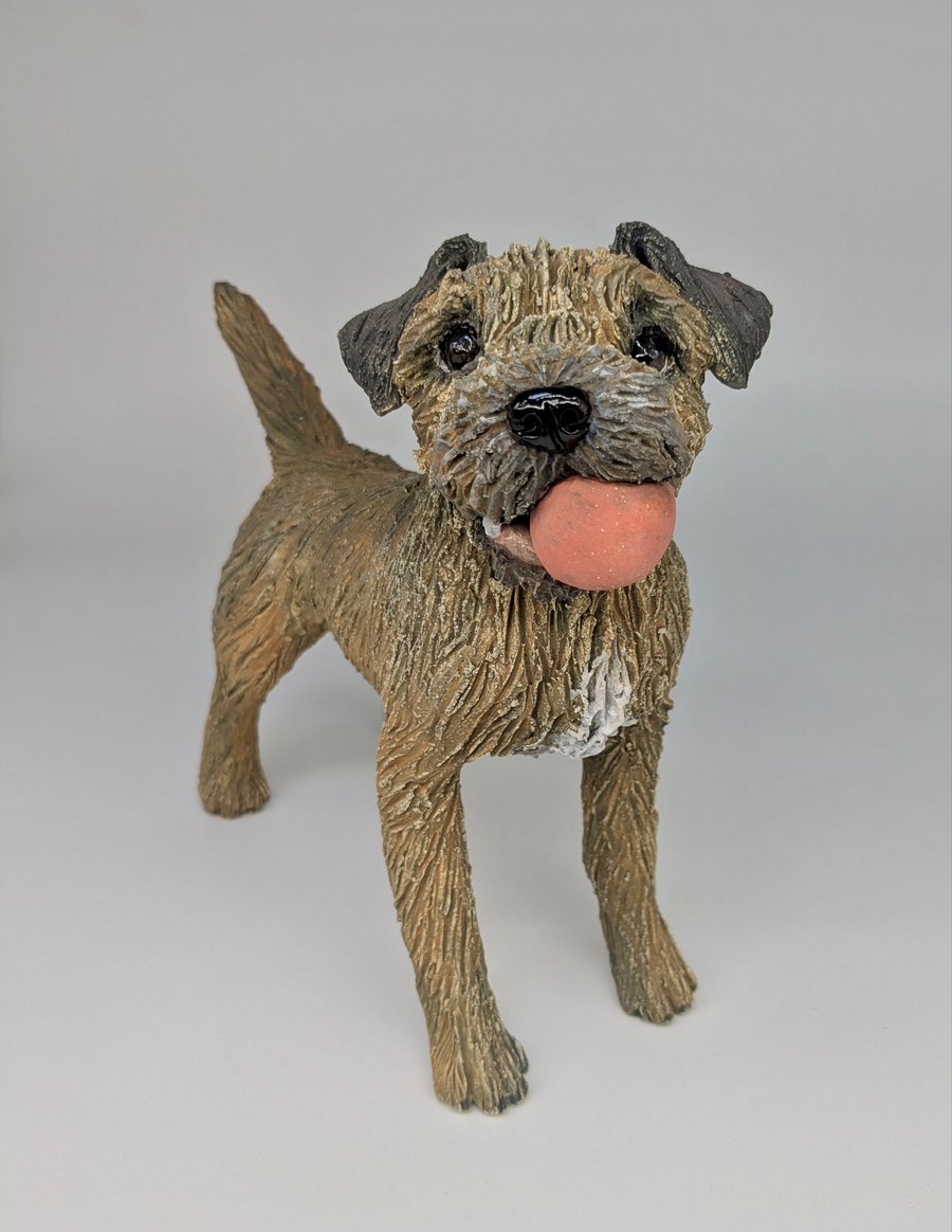 Standing Border Terrier with Red Ball - May Sale Item