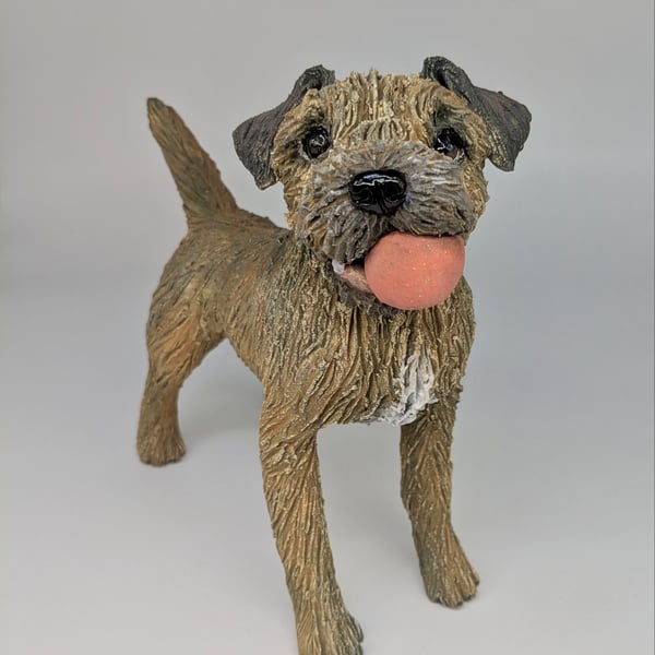 Standing Border Terrier with Red Ball - May Sale Item