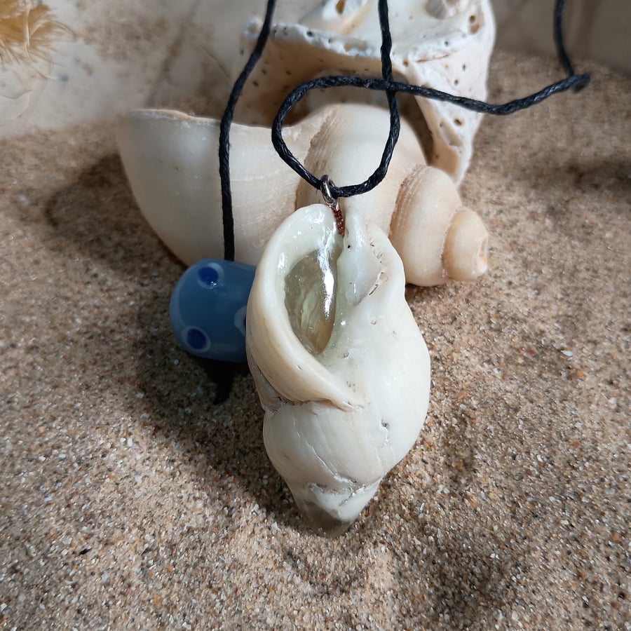 Coastal Whisper - Resin Shell Pendant - A Soft Echo from the Shore