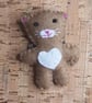 Cat Mid-Brown & White Felt Brooch. - Image 1