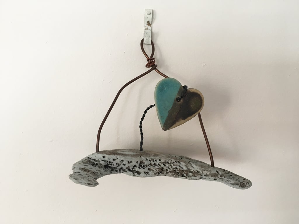 Driftwood wall hanger, pottery hanger, wire art, home decor