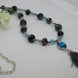 Aqua Tassel Necklace