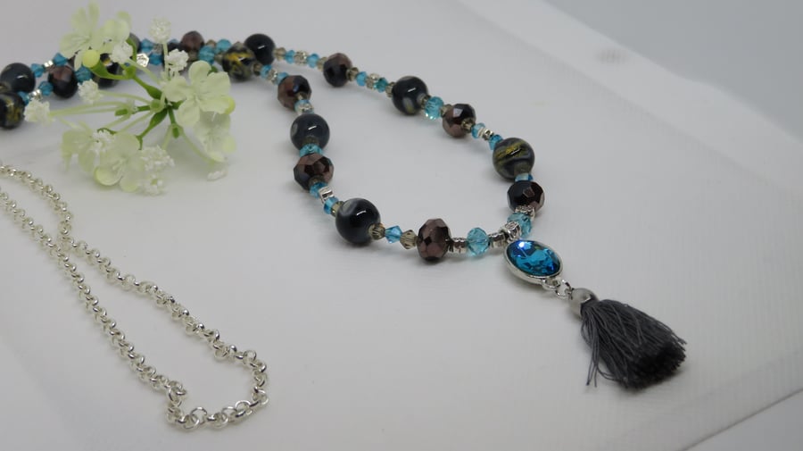 Aqua Tassel Necklace