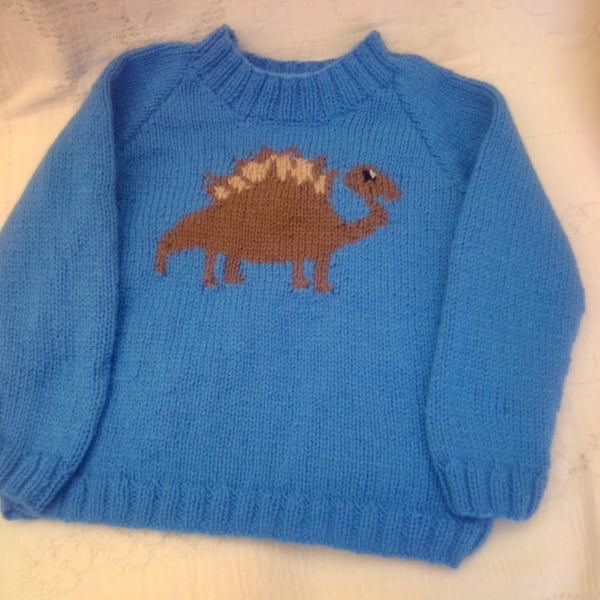 Stegosaurus Motif Jumper for Babies and Children to 7, Birthday Gift, Jumper