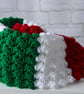 Crochet Blanket in Green Red and White Ready to Ship perfectly imperfect - Image 3