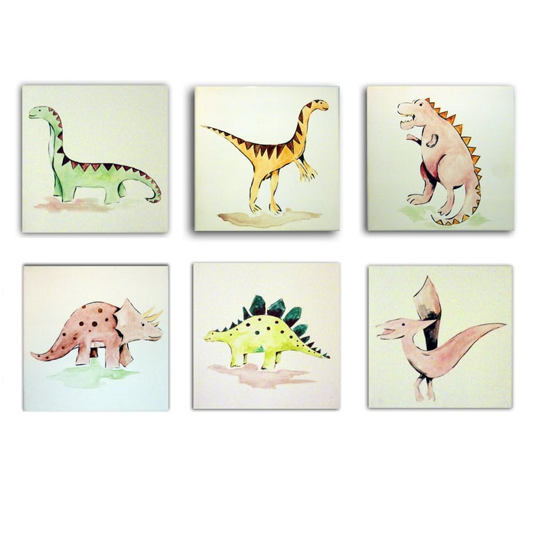 Dinosaur Art x 6, Dinosaur Decor, Kids Art 