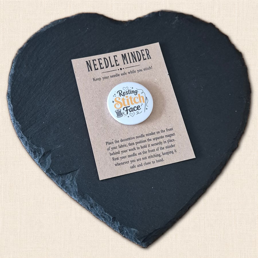 Resting Stitch Face Needle Minder - Cross Stitch and Embroidery Accessory