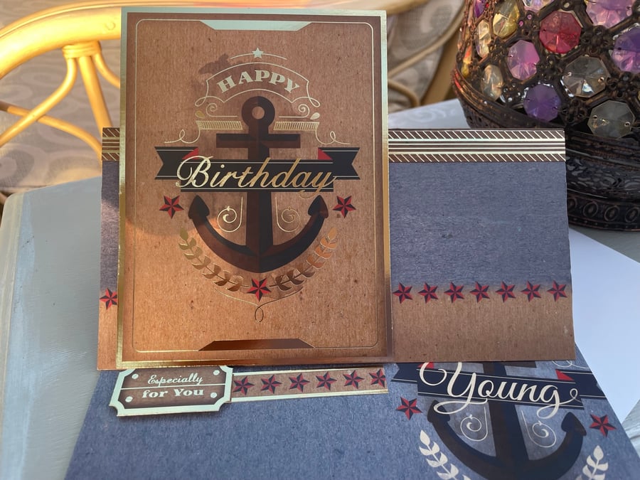 Happy birthday forever young nautical mens birthday card