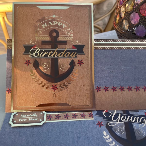 Happy birthday forever young nautical mens birthday card