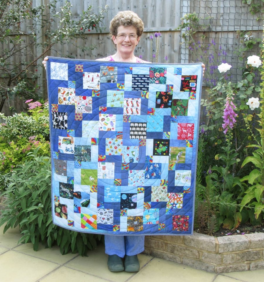 Fleece backed I-Spy Patchwork Play Blanket - Folksy