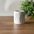 Stoneware Vase with Stamped Blue Flowers – Small Ceramic Vase