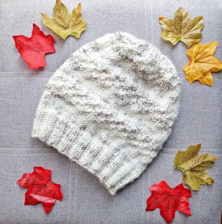 Hand Knitted Cream Beanie Hat