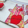 embroidered zombie kitten purse