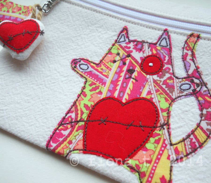 embroidered zombie kitten purse