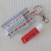 Key ring keyring lip balm holder in floral fabric