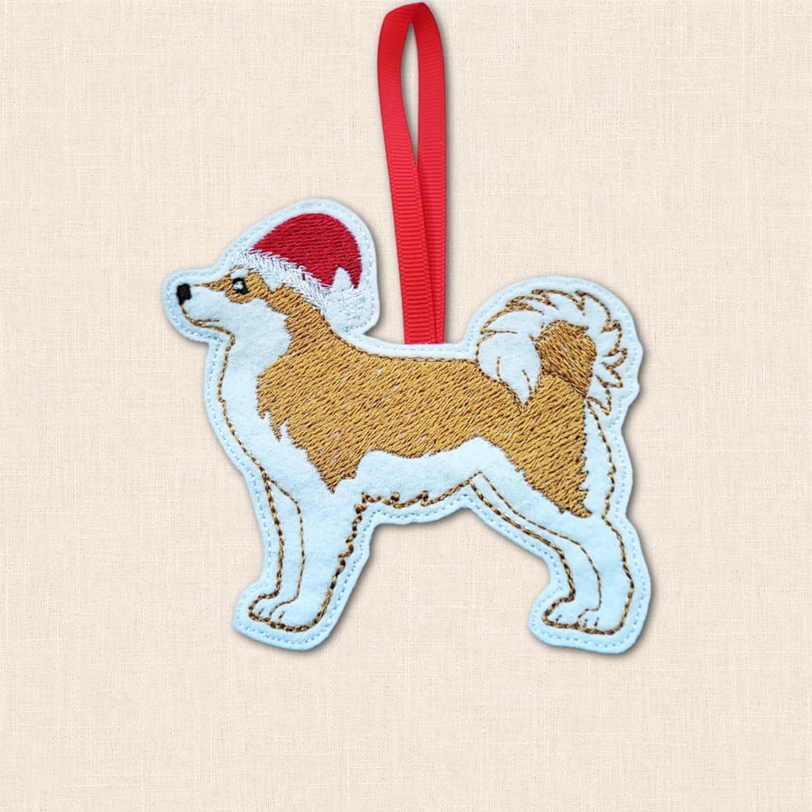 Akita Christmas Tree Decoration - Embroidered Dog Ornament