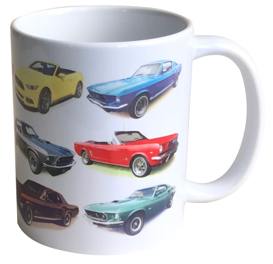 Ford Mustang Cars - 11oz Ceramic Mug - Plain or Happy Birthday