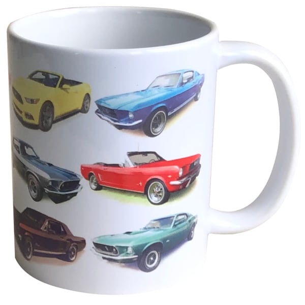 Ford Mustang Cars - 11oz Ceramic Mug - Plain or Happy Birthday