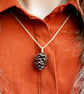 Handmade Chunky Pink Bronze Pinecone Necklace - Image 4