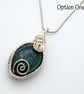 Green Ceramic Wirework Pendant Necklace - Choice of 2 Designs - Image 2