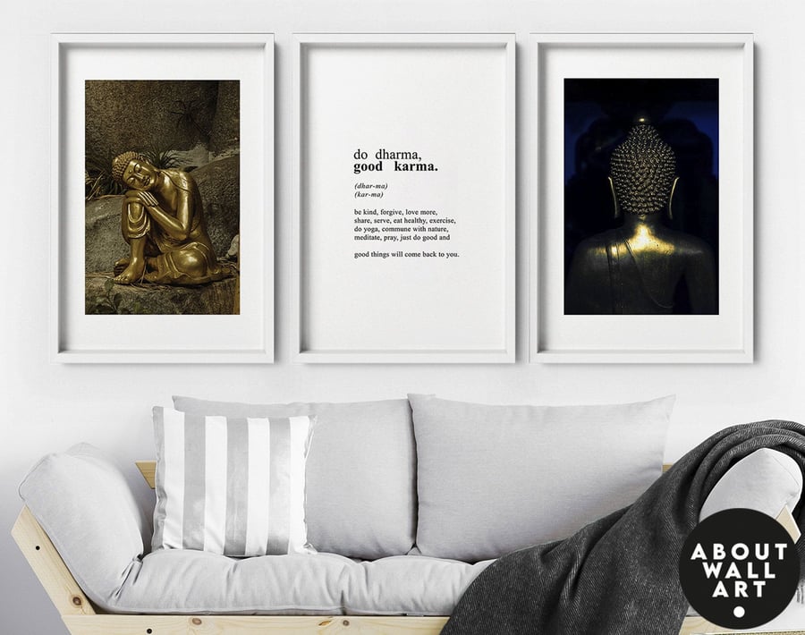 Spiritual Wall Art Buddha Wall Decor, Poster Prints Wall Art Set of 3, Inspirati