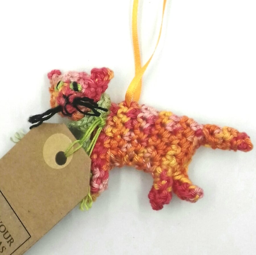Little Kitty Crochet Tree Decoration with Tag 