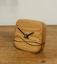 No. 105 Oak Desk Clock with Inlaid Wave Smooth Face and Black Hands