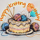 Happy Knitting Birthday Greeting Card A5
