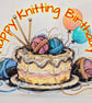 Happy Knitting Birthday Greeting Card A5