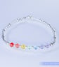 Bracelet rainbow chakra sterling silver and Swarovski handmade stretchy - Image 3