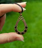 Copper Wire Weave Fishtailed Drop Pendant with Faceted Black Glass Beads - Image 6