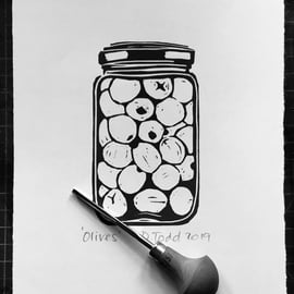 'Olives' Linocut Print