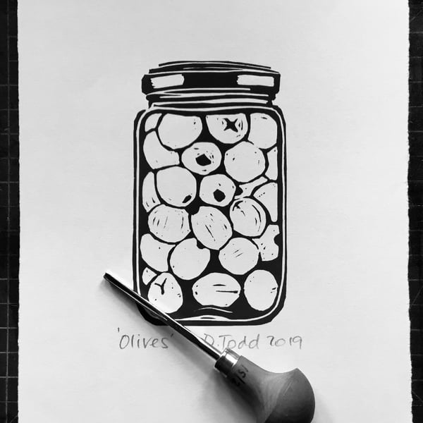 'Olives' Linocut Print