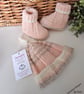 Designer Merino Wool Baby Hat & Booties Set 0-3 months size 