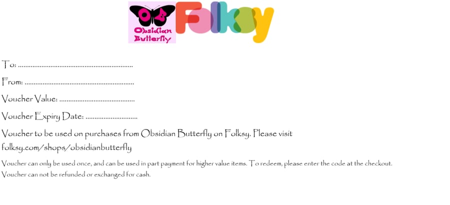 Gift Voucher For Obsidian Butterfly On Folksy