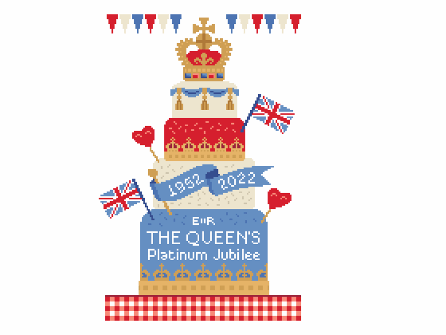110A - Cross Stitch pattern to commemorate HRH Queen Elizabeth II 70th Jubilee
