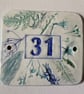 Door number or house name sign ceramic botanical nature flowers leaves impressed - Image 10
