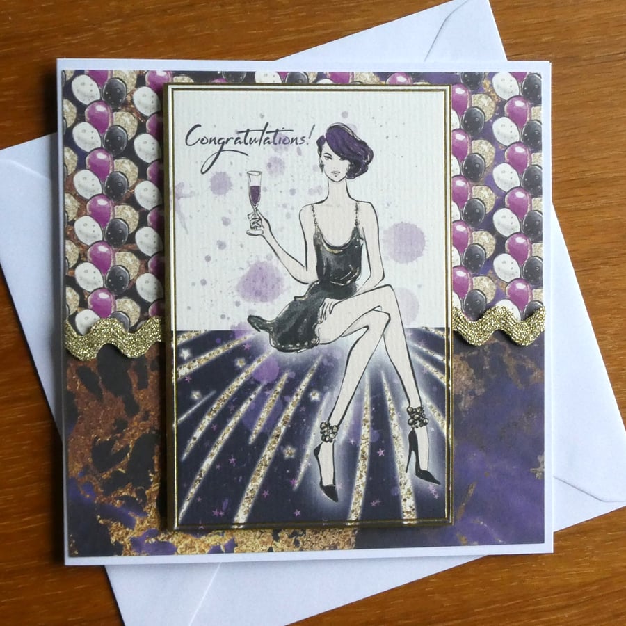 Congratulations Card - Elegant Lady