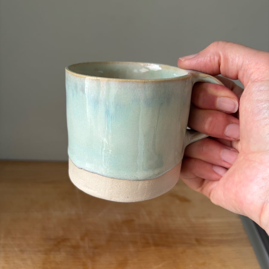 Handmade ceramic mug, blue stoneware cup, 250ml mug