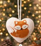 Felt Sleeping Fox Heart Shaped Hanging Decoration 