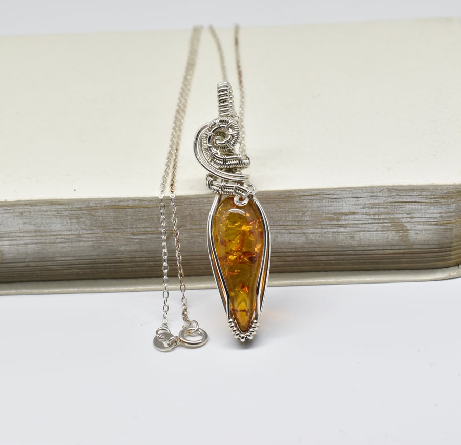 Amber and Silver Perfectly Imperfect Pendant