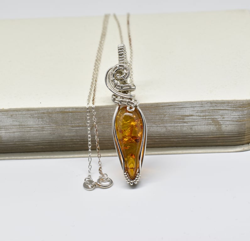 Amber and Silver Perfectly Imperfect Pendant