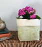 Hand Printed Linen Storage Basket, Textile Basket, Plant Pot - Chartreuse Green - Image 1