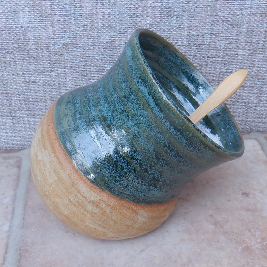 Salt pig or cellar hand thrown stoneware pottery handmade ceramic wheelthrown