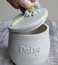 Perfectly imperfect sample- Ceramic lidded pot with sculpted daisy - Image 2