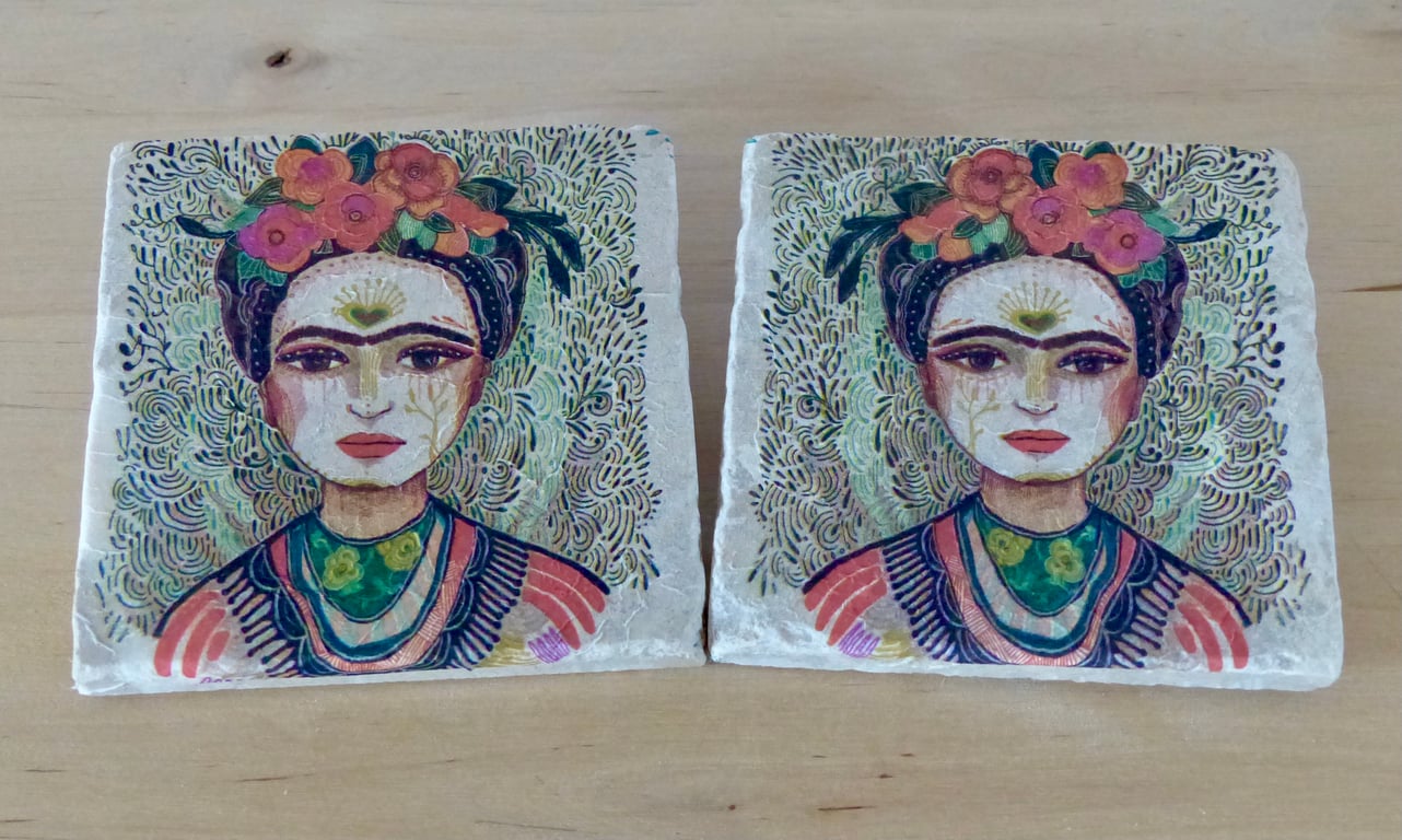 Marble 'Frida Kahlo' Coasters