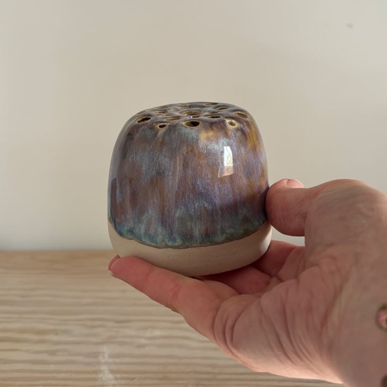 Handmade flower frog, ceramic Ikebana vase, vase for fresh or dried flowers