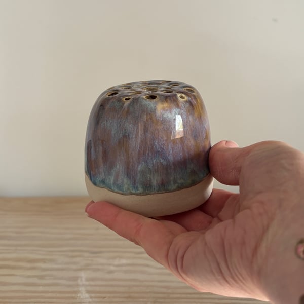 Handmade flower frog, ceramic Ikebana vase, vase for fresh or dried flowers