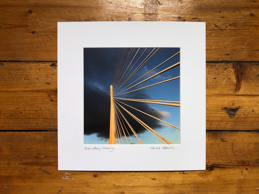 Queensferry Crossing signed mounted print 30 x 30cm FREE DELIVERY