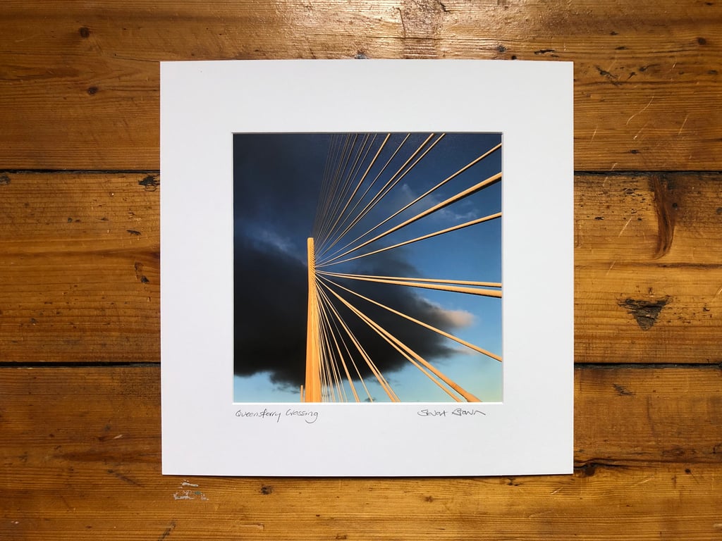 Queensferry Crossing signed mounted print 30 x 30cm FREE DELIVERY